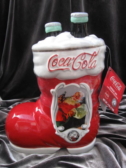 Coca Cola 75th Anniversary Santa's Boot & Coke Christmas Cookie Jar