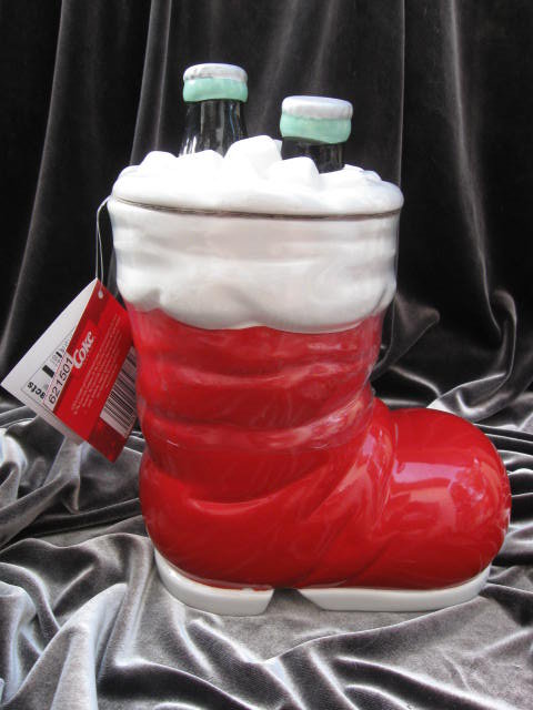 Coca Cola 75th Anniversary Santa's Boot & Coke Christmas Cookie Jar