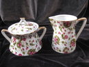 Porcelain Chintz Floral Sugar & Creamer Cream Set