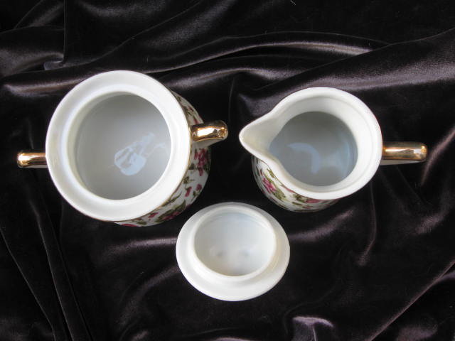 Porcelain Chintz Floral Sugar & Creamer Cream Set