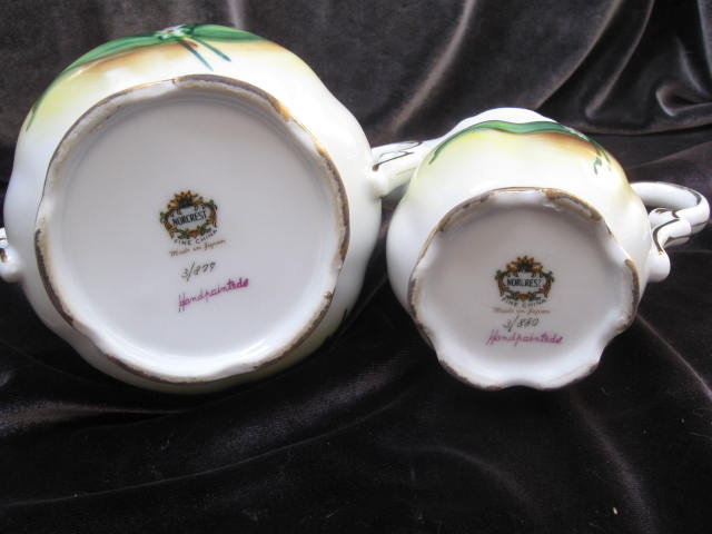 Porcelain Norcrest Liily Of The Valley Sugar & Creamer Handpainted Set