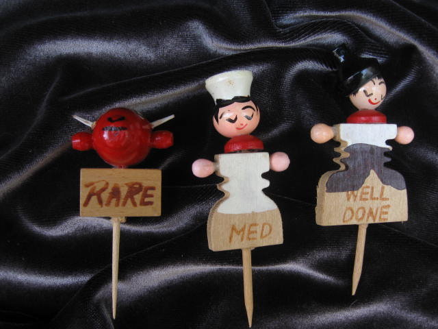 Vintage BBQ Steer or Bull Steak Meat Markers Rare Medium Well Done
