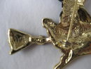 Pretty Flying Witch On Broom With Orange Hair Brooch Pin