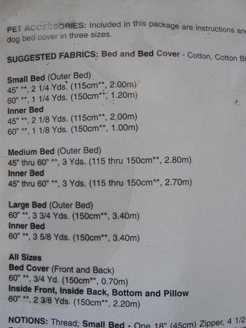 New Butterick 996 Pet Accessories Bed & Bed Cover Sewing Pattern
