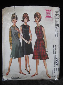 Vintage McCall's 6959 Misses' Dress Or Jumper & Blouse Sewing Pattern Size 14 1960's