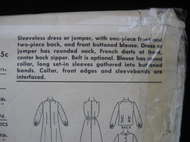 Vintage McCall's 6959 Misses' Dress Or Jumper & Blouse Sewing Pattern Size 14 1960's
