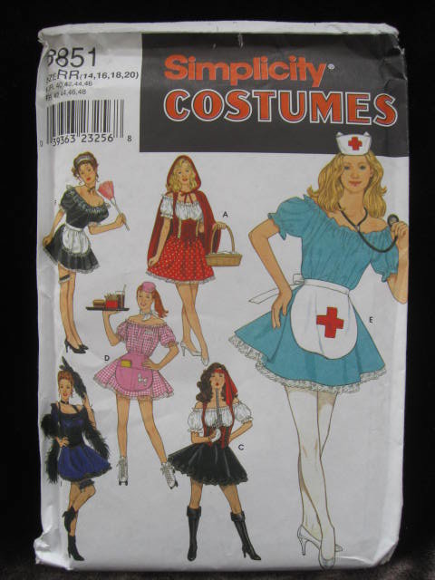 New Simplicity 8851 Misses' Sexy Red Riding Hood, Nurse, Pirate + More Halloween Costume Sewing Pattern