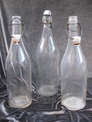 3 Vintage Glass Bottles With Ceramic Stoppers