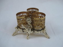 Vintage Cherub Filigree Gold Tone Lipstick Holder
