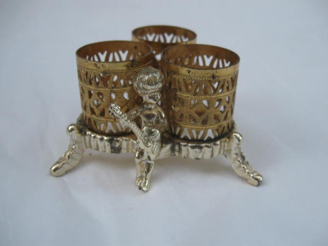 Vintage Cherub Filigree Gold Tone Lipstick Holder