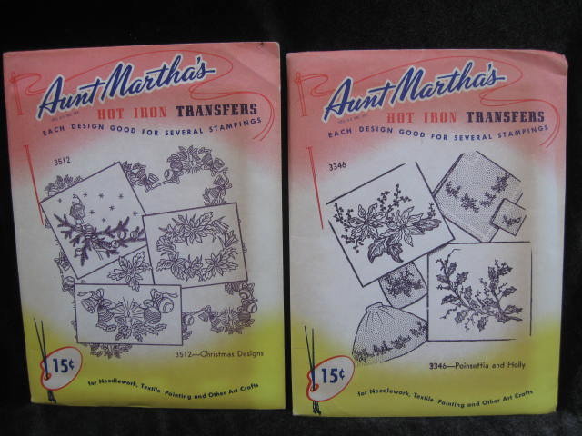 2 Vintage Aunt Martha's 3512 & 3346 Christmas Sewing Transfers