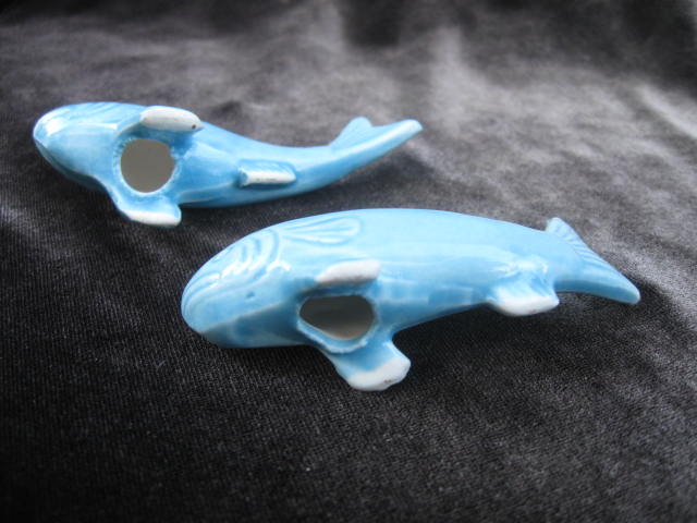 Vintage Aqua Blue Fish Salt & Pepper Shakers