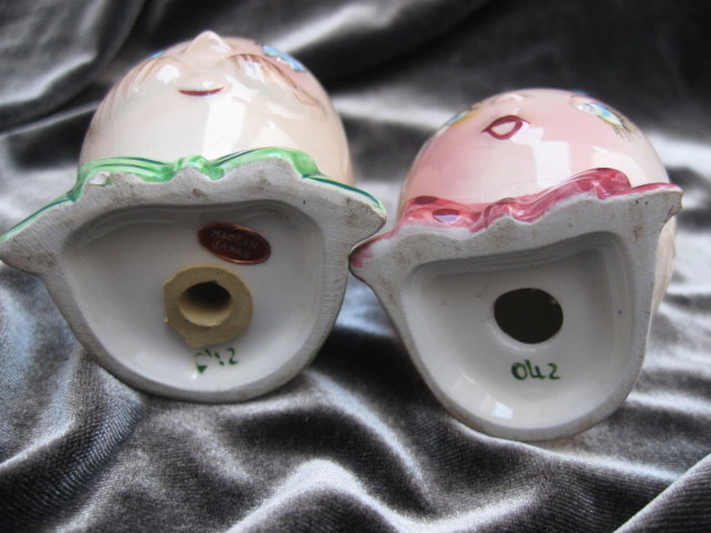 Vintage Egg Man & Woman Sequin Eyes Anthropomorphic Salt & Pepper Shakers