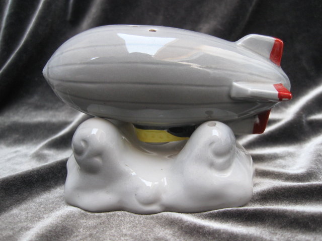 Vintage Flying Zeppelin & Cloud Five & Dime Salt & Pepper Shakers