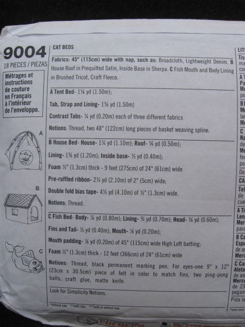 New Simplicity 9004 Kitty Cat Beds or Condo Sewing Pattern