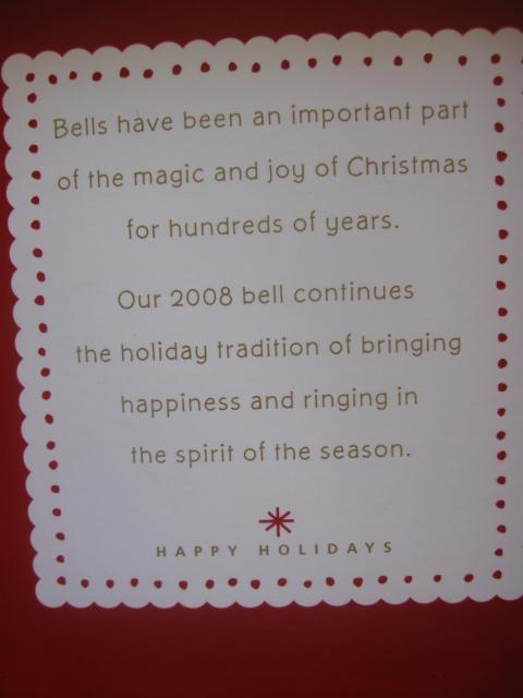 Hallmark 2008 White Porcelain Bell With Christmas Tree Design