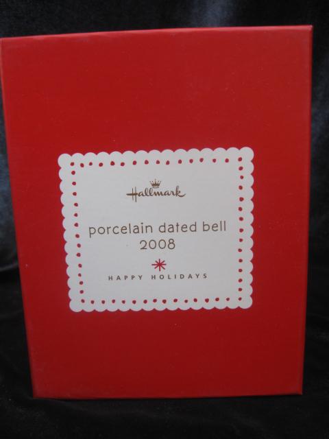 Hallmark 2008 White Porcelain Bell With Christmas Tree Design