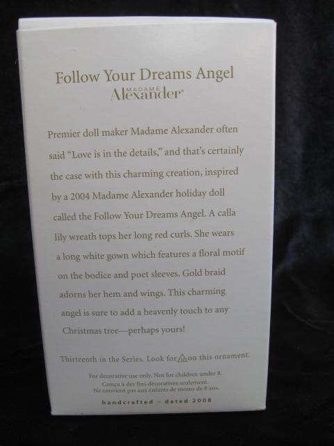 Hallmark 2008 Follow Your Dreams Madame Alexander Angel 13th In Series Christmas Tree Ornament