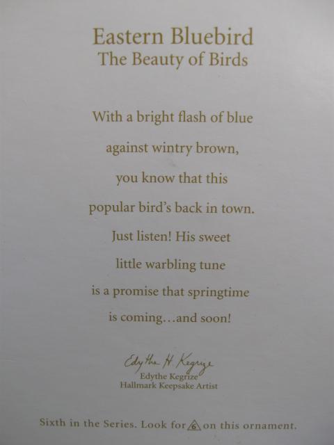 Hallmark 2010 Eastern Bluebird 6th In Beauty Of Birds Series