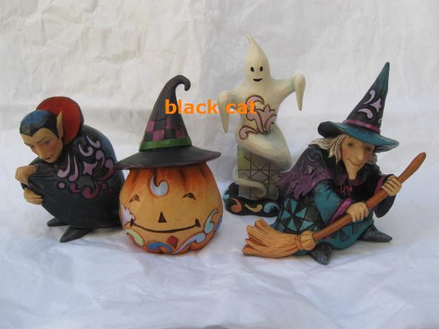 Lot Of 4 Jim Shore Mini Halloween Figurines - Witch Ghost Vampire Jack O Lantern Figurine