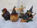 Lot Of 4 Jim Shore Mini Halloween Figurines - Witch Ghost Vampire Jack O Lantern Figurine
