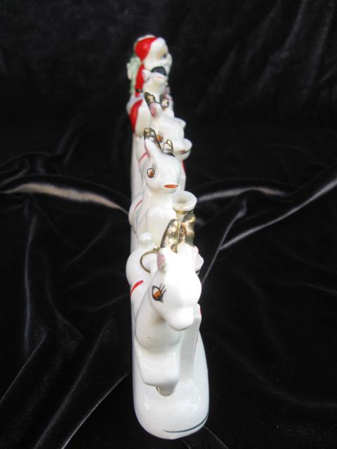 Vintage Santa With Reindeer Relco Noel Candle Holder