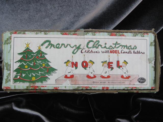 Vintage Napco Pajama Children NOEL Candle Holders In Original Box