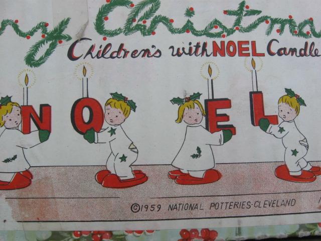 Vintage Napco Pajama Children NOEL Candle Holders In Original Box