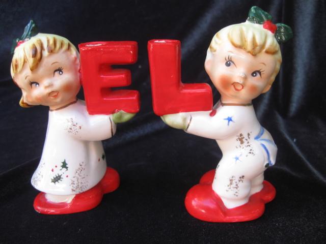 Vintage Napco Pajama Children NOEL Candle Holders In Original Box