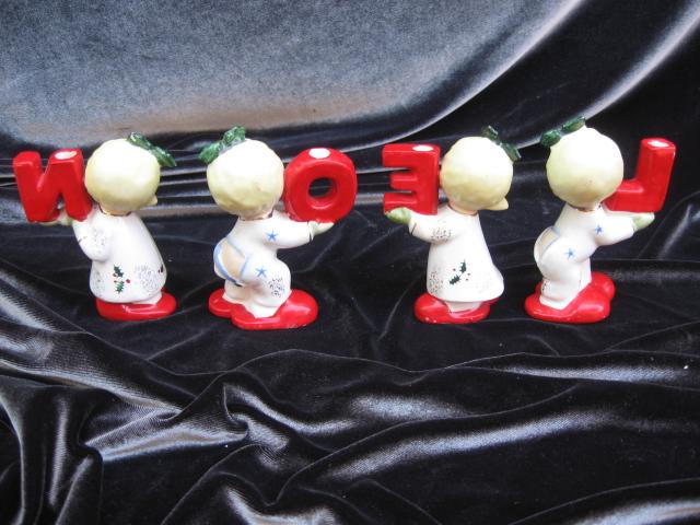 Vintage Napco Pajama Children NOEL Candle Holders In Original Box