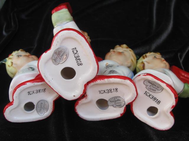 Vintage Napco Pajama Children NOEL Candle Holders In Original Box