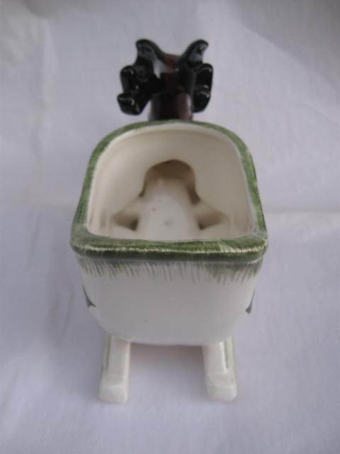 Vintage Reindeer & Sleigh Napco Christmas Planter or Candy Container