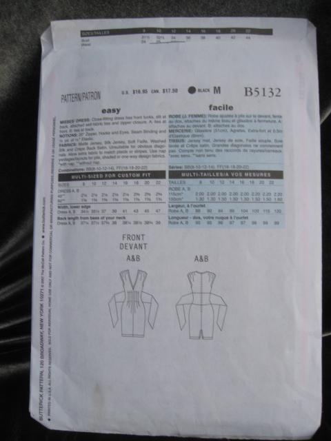 Butterick B5132 B 5132 Sexy Little Black Dress Misses' Dress Sewing Pattern