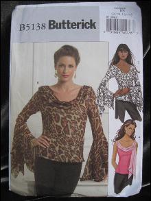 Butterick B5138 Butterick B 5138 Sexy Bias Misses' Top With Unique Sleeves or Sleeveless Sewing Pattern