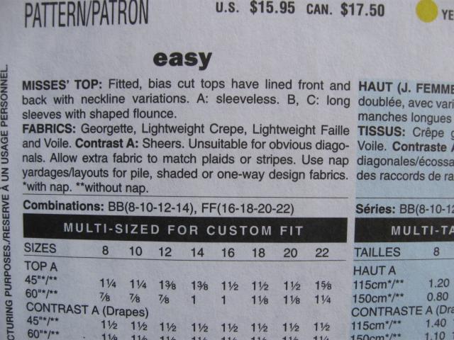 Butterick B5138 Butterick B 5138 Sexy Bias Misses' Top With Unique Sleeves or Sleeveless Sewing Pattern