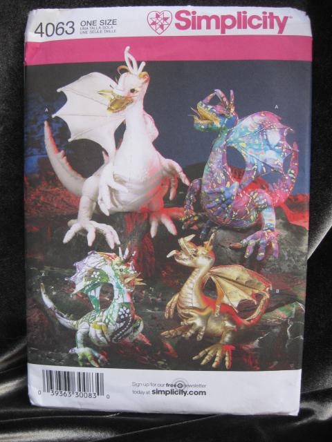 Simplicity Crafts 4063 Fantasy Renaissance Stuffed Dragon Sewing Pattern OOP