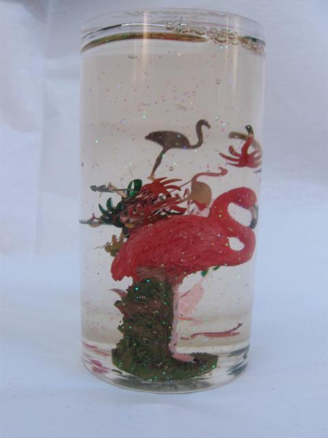 Pink Flamingo Waterglobe Water Globe Pen or Pencil Holder