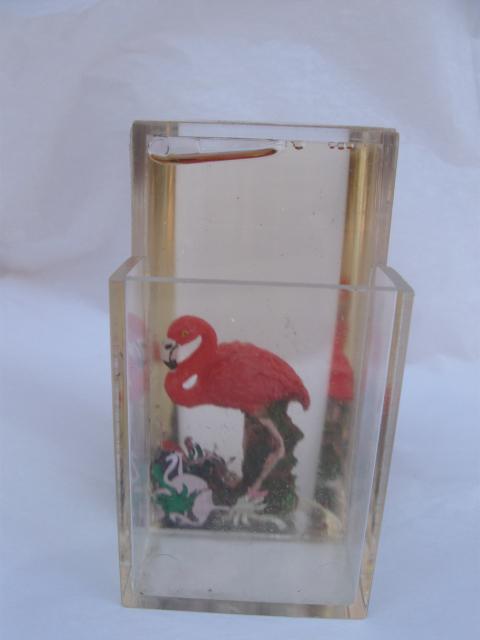 Pink Flamingo Waterglobe Water Globe Pen or Pencil Holder