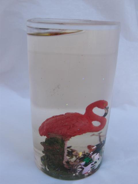 Pink Flamingo Waterglobe Water Globe Pen or Pencil Holder