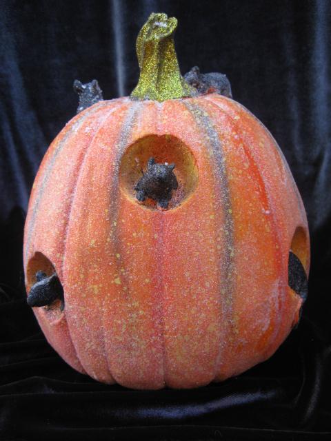 New Halloween Pumpkin With Black Mice Tabletop Display