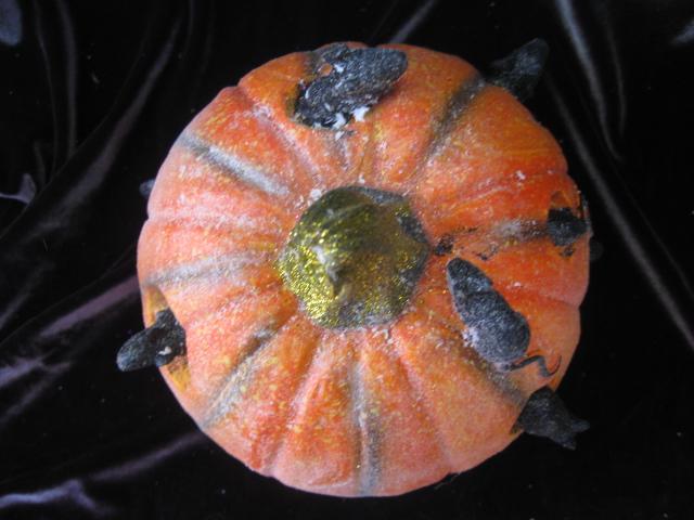New Halloween Pumpkin With Black Mice Tabletop Display