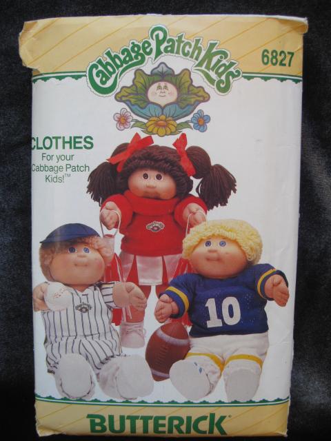 New Vintage Butterick 6827 Cabbage Patch Kids Cheer Leader Football Player Clothes Sewing Pattern