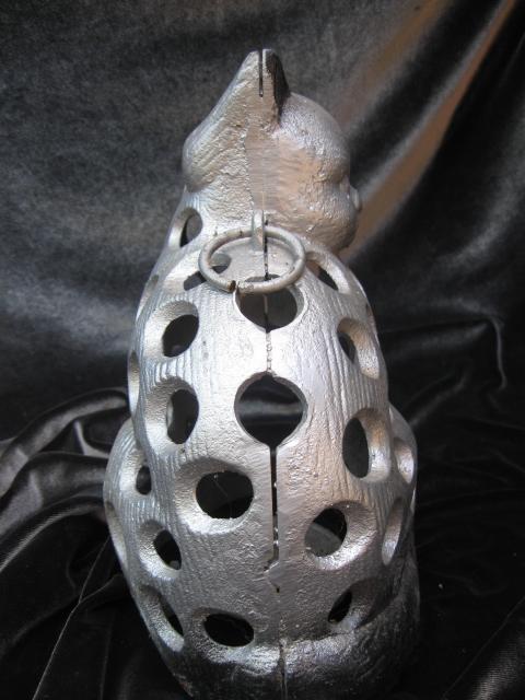 Cast Iron Silver & Black Cat Hanging Candle Holder Garden Figurine Doorstop
