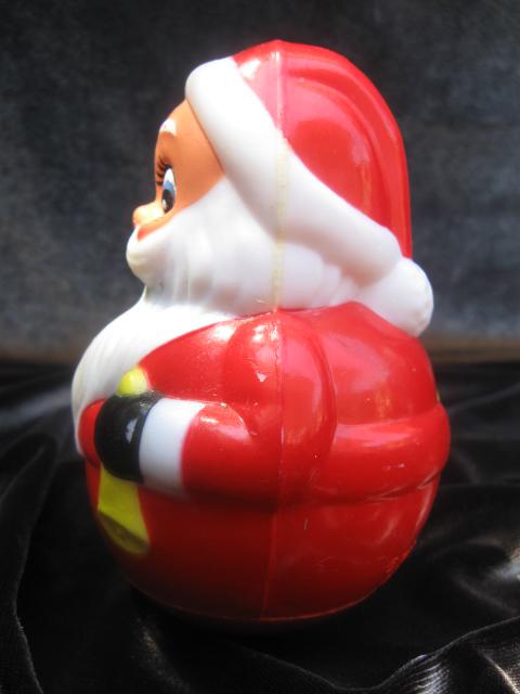 Vintage Roly Poly Hard Plastic Santa Claus Toy