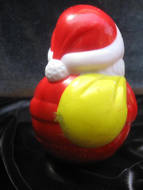 Vintage Roly Poly Hard Plastic Santa Claus Toy