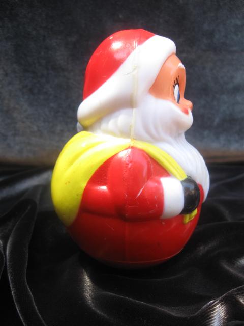 Vintage Roly Poly Hard Plastic Santa Claus Toy