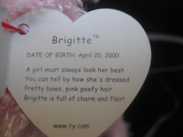 Ty Brigitte The Pink Poodle Dog Retired Beanie Baby