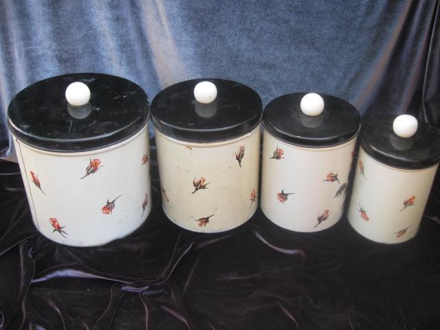 Vintage Shabby Chic Rose Metal Kitchen Or Craft Canisters By Colorware