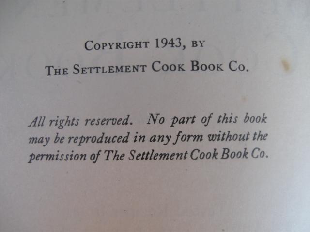 Vintage 1943 The Settlement Cook Book