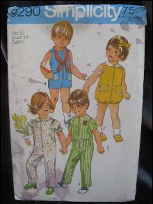 New Vintage Simplicity 9290 Toddlers' Jumpsuit In 2 Lengths
